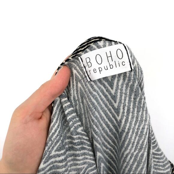 BOHO REPUBLIC Tank Tie Waist Dress Black White Chevron M/L - Picture 6 of 6
